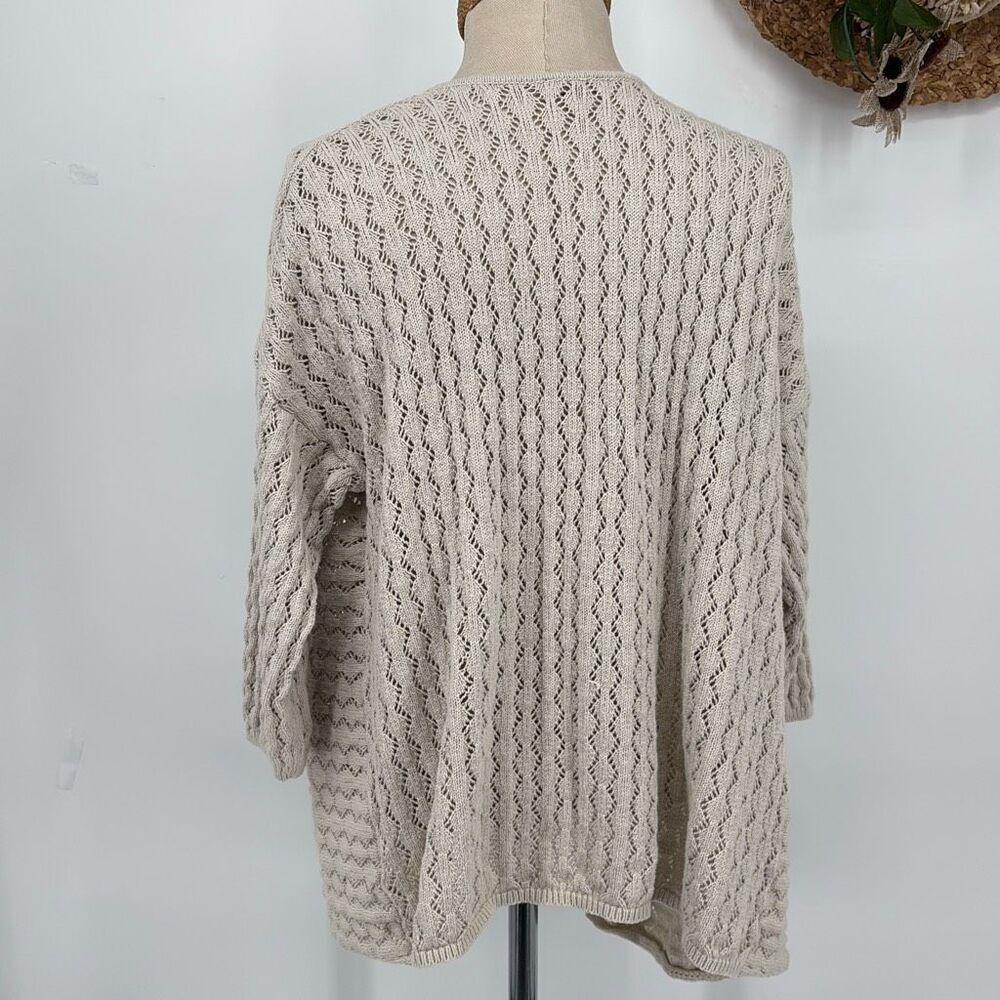 J.Jill Pointelle Open Front Drape Front Cardigan … - image 3